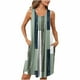 thumbnail image 2 of Camisón sin mangas con bolsillos y estampado para mujer, camisón plisado con cuello redondo, vestido de poliéster para mujer, 2 of 7