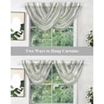thumbnail image 4 of Green Abstract Sheer Waterfall Valance Curtains for Window, Grey Modern Mottled Art Oil Painting Rod Pocket Sheer Topper Swag Curtains for Living Room, Kitchen 38.5"W x 47.2"L, 2 Panels, 4 of 7