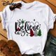 thumbnail image 2 of Believe Merry Christmas-ropa para mujer, camiseta de moda de Disney Y2k, blusa blanca de estética para fiesta de Nochebuena, 2 of 4