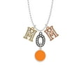 thumbnail image 2 of Delight Jewelry Silvertone Small Orange Enamel Disc Multi-Colored Crystal Mom Charm Necklace, 2 of 5