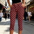 thumbnail image 4 of Ltctricy Yoga Capri Pants for Women Polka Dots Casual Leggings Elastic Waist Side Slit Button Cropped Pants, 4 of 6