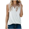 thumbnail image 2 of QUINDOS Summer Shirts for Women Sports White Fashion Causal V-Neck Solid Blouse Sleeveless T-Shirt Summer Tops Tank Tops for Women, 2 of 5