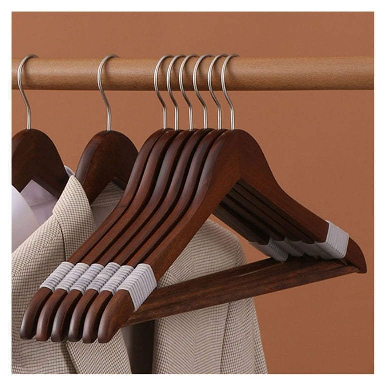 5pcs Black Wooden Suit Hangers with Precisely Cut Notches &