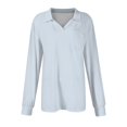 thumbnail image 6 of Womens Shirts Blouse Women's Loose Casual Solid Color V-Neck Long Sleeve Neckline With Pocket Waist Shirt Tops, 6 of 6