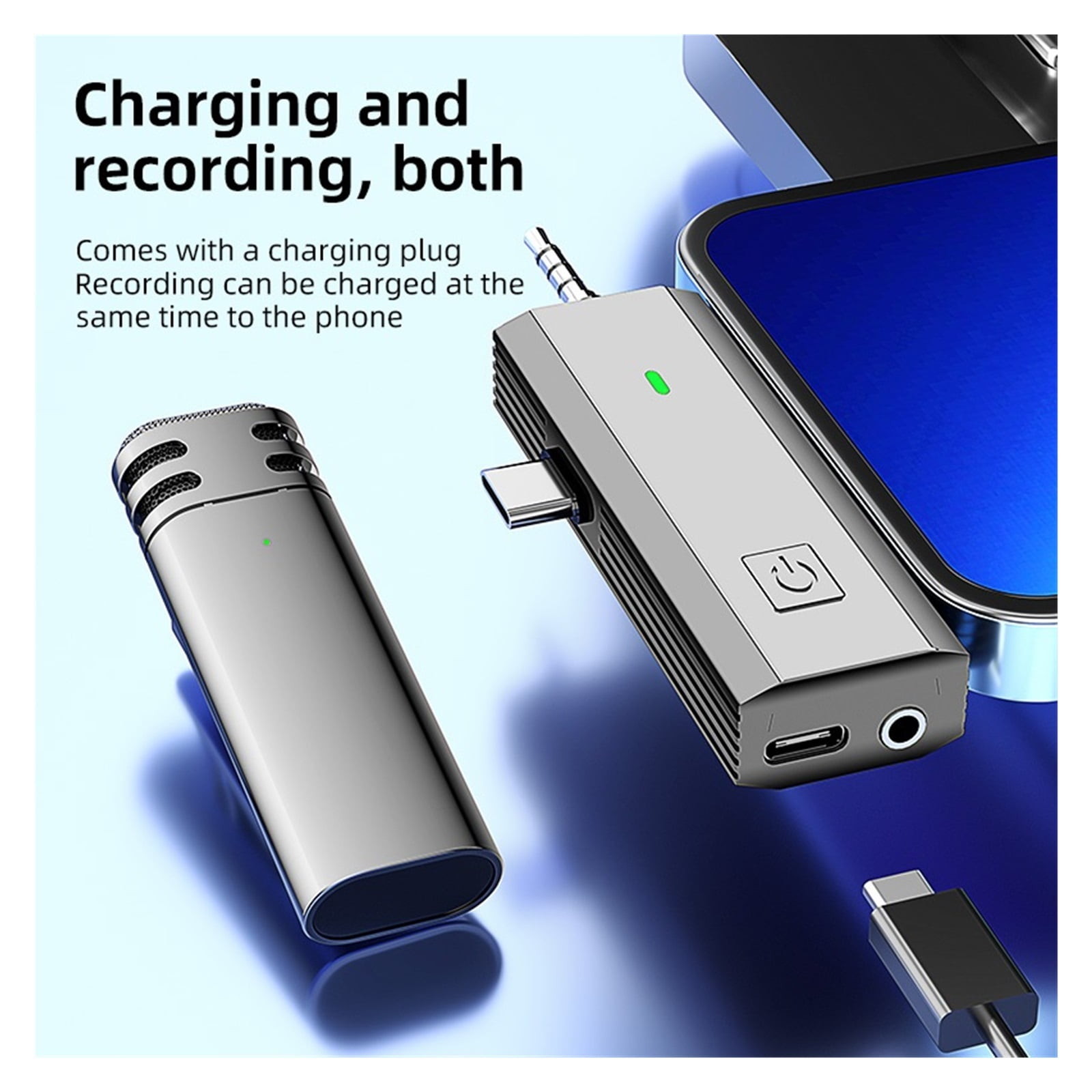 Wireless Lavalier Microphone Intelligent Noise-Reducing Mic for Type-C 3.5mm Jack Smartphone ,Multi-Function