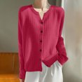 thumbnail image 5 of SeekIslan Women's Fall V Neck Button Front Cardigan with Long Sleeves and Ribbed Trim, 5 of 5