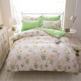 thumbnail image 3 of Juego de cama de poliéster con estampado de plantas, funda de almohada, funda nórdica de sábana plana (para cama de 1,2 m), 3 of 8