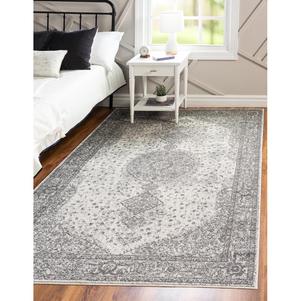 Dover Collection Rug 2' x 3' Gray LowPile Rug Perfect For Entryways, Kitchens