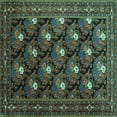 thumbnail image 1 of Ahgly Company Machine Washable Indoor Square Persian Turquoise Blue Traditional Area Rugs, 6' Square, 1 of 4
