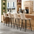 thumbnail image 7 of Farini 26" Counter Stools Set of 2, Modern Faux Leather Barstools, Counter Height Chairs for Kitchen Islands & Dining Rooms, Khaki, 7 of 7