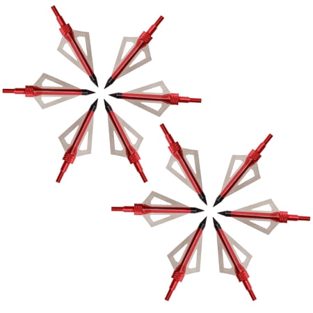 12pcs 100/125grain 3 Blade Crossed Broadhead Arrow Head Bow Archery Fishing Hunting Arrow Tip Tool(Red/100 Grain)