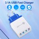 thumbnail image 3 of Cargador de teléfono LED de carga rápida USB de 4 puertos Adaptador de corriente UE (Azul), 3 of 9