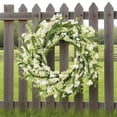 thumbnail image 4 of SMKE Wreath For Front Door,15" Pink Floral Wreath – Versatile Accent For Thanksgiving,Home & Outdoor Wall Decor,Spring Wildflower Wreath,Faux Floral Wreath For Front Door Farmhouse And Wall Decor, 4 of 9