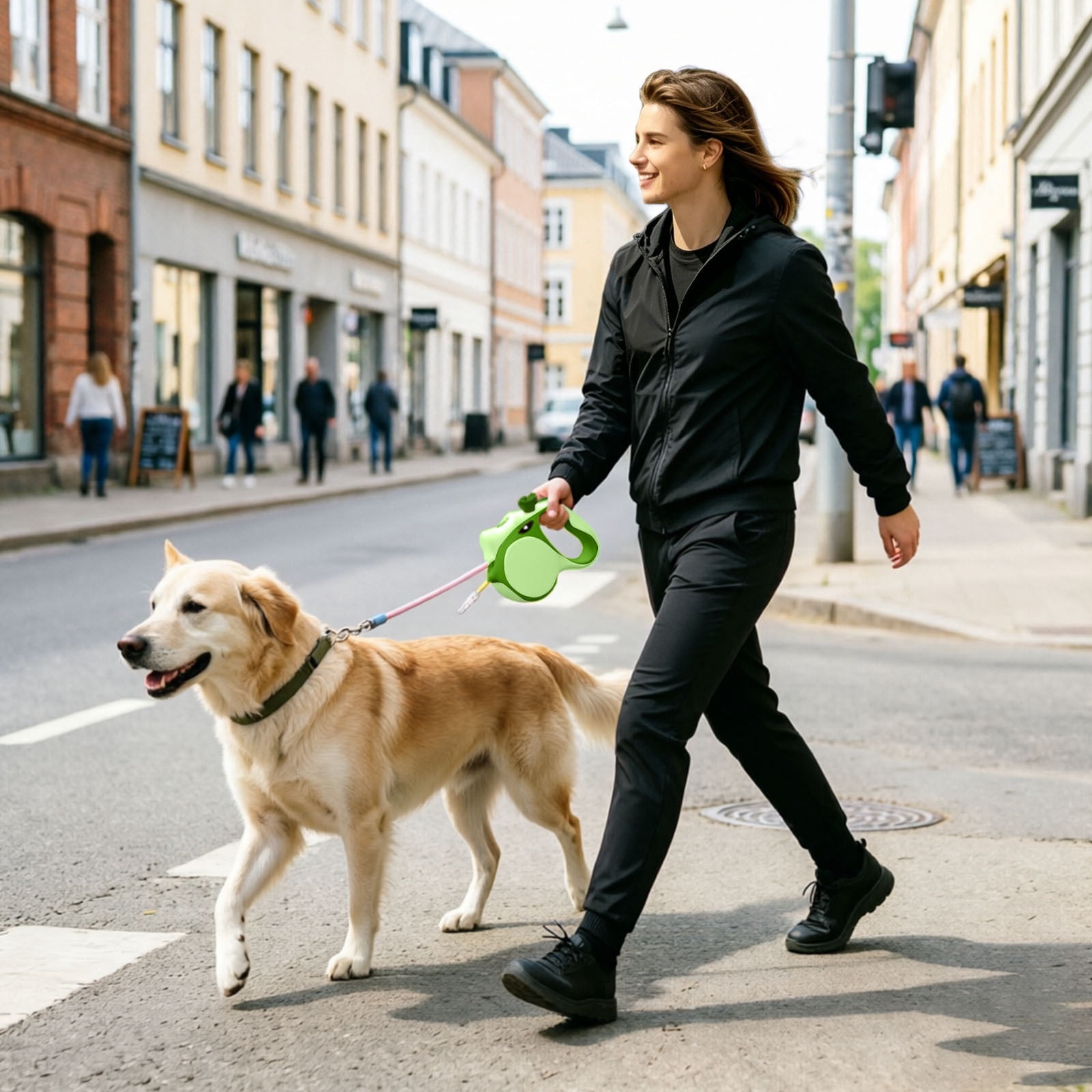 Gytml Retractable Dog Leash, Heavy-Duty One-Hand Lockable Walking Lead, Durable Tangle-Free Outdoor Safety Accessory For Small Medium Dogs(Green-16Ft)