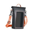thumbnail image 1 of Bolsa impermeable para teléfono, bolsa protectora de agua para teléfono con cordón para el cuello, bolsa seca para teléfono para pesca flotante, surf negro naranja, 1 of 8
