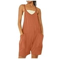 thumbnail image 2 of Riforla Women's Sleeveless Overalls Jumpsuit Casual Solid Summer Wide Leg Bib Pants Bottons Jumpsuit Romper with Pockets Short 2 Piece Sets for Women Brown XXL, 2 of 6