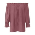 thumbnail image 4 of SNKSDGM Easter Shirts for Women Plus Size Tops for Women Summer Loose Fit off The Shoulder Tops for Women Trendy Frill Ruffle Long Sleeve Shirts Casual Solid Sexy Tees Fall Loose Fit Blouses, 4 of 5