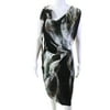 Pre-owned|Escada Womens Sleeveless Abstract Print Cocktail Dress Green Brown Size 4