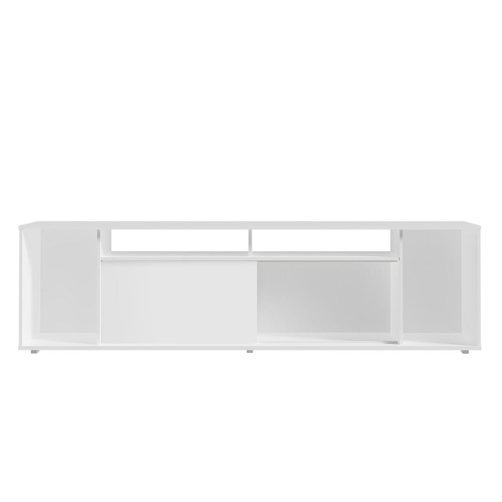 Madesa Large Entertainment Center with 1 Sliding Door, 5 Shelves and Open Shelves for 65, 75 Inch Media Storage Gaming Media Console Living Room and Bedroom Modern Wooden Television Stand - White