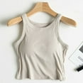 thumbnail image 6 of Fnooota Womens Tank Tops with Built in Bras, Crewneck Stretch Slim Fit Ribbed Workout Tops Undershirts Beige Size M, 6 of 6