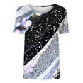 thumbnail image 4 of Yotami Short Sleeve Top for Women Plus Size Tshirt for Summer Round Neck Floral Print Casual T-Shirt Navy M, 4 of 4