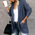 thumbnail image 6 of IROINNID Women's Cardigan Open Front Jacket Solid Color Long Sleeve Casual Autumn And Winter Casual Long Cardigan Outerwear Casual Tops Jacket Sweaters With Pocket, Navy, 6 of 9