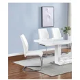 thumbnail image 2 of Modern 4PC Faux Leather Dining Chair Set, Chrome Metal Frame, Soft Padded Seat Kitchen Chair, White, 2 of 4