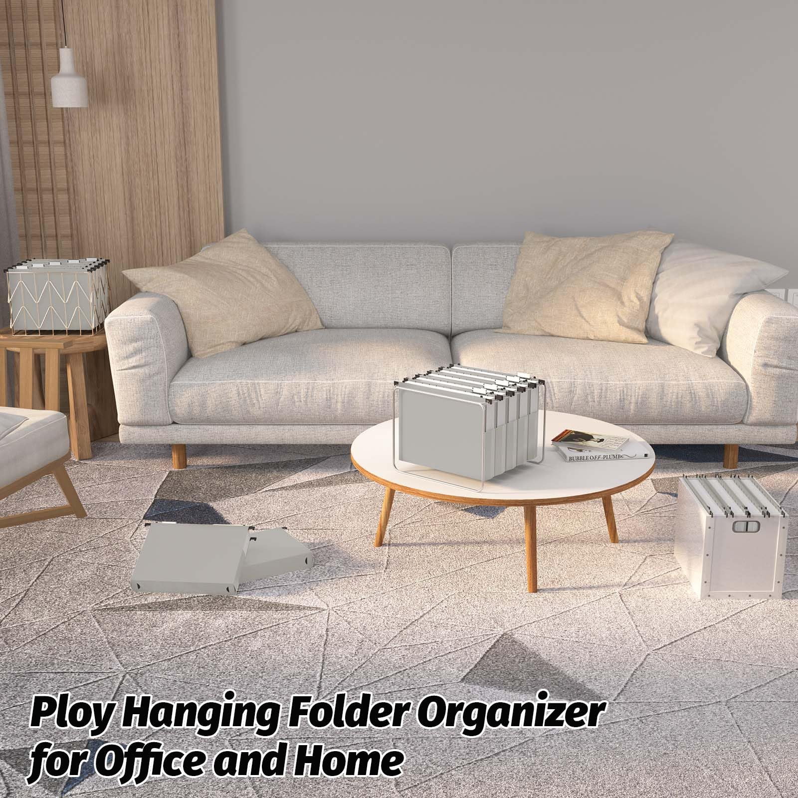 Extra Capacity Plastic Hanging File Folders 12 Pack Reinforced Expanding Hang Folder Letter Size Accordian Pocket Heavy Duty 2 Inch Expansion  Hard Organizer For Office Home Grey