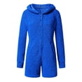 thumbnail image 2 of Mchoice Onesie Pajamas for Women Cartoon Bear Onesise Sleepwear Cute Fuzzy Warm Sherpa Fleece Hooded Romper Short Jumpsuit Playsuit One Piece Pajamas, 2 of 5