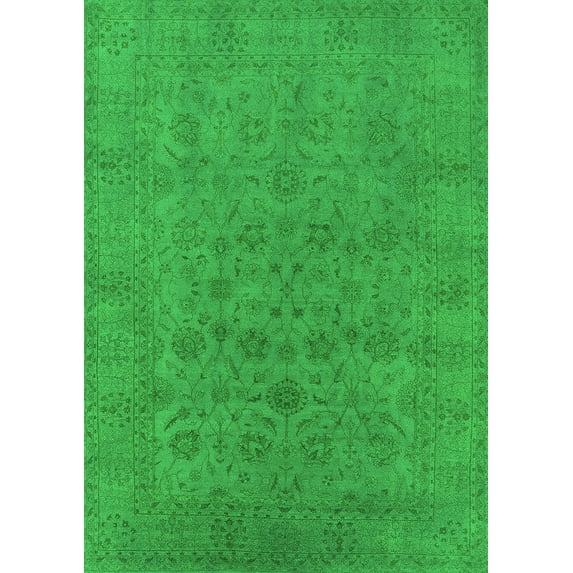 Ahgly Company Indoor Rectangle Oriental Green Industrial Area Rugs, 2' x 3'