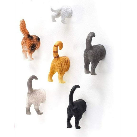 Cat Butt Refrigerator Picture Magnets: 6 Cute & Funny Decorative Kitten Magnets for Fridge