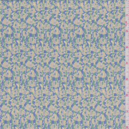 Blue Striped Fabric - Royal Blue Floral Stripe Silk Chiffon, Fabric Sold By the Yard