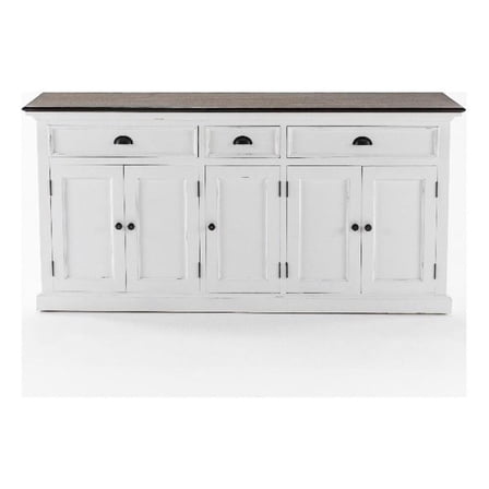 Pemberly Row Contemporary Buffet Solid Wood in White and Brown
