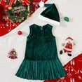 thumbnail image 4 of Gaexia Toddler Girl Christmas Outfit,Child Xmas Girls Sleeveless Prints Dresses Party Dance Kids Christmas Dress,Green,2-3 Years, 4 of 6