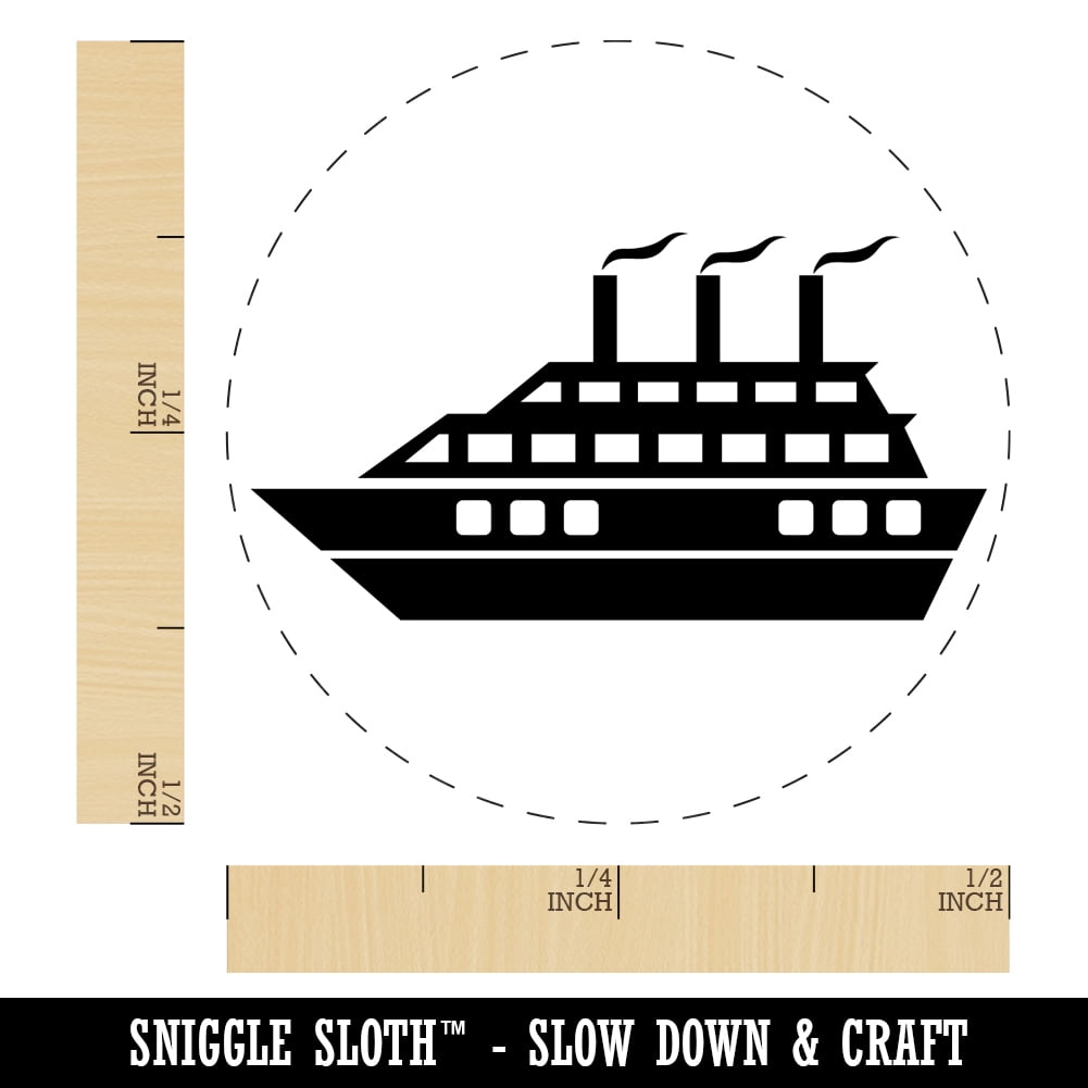 Vacation Cruise Ship Boat Self-Inking Rubber Stamp Ink Stamper - Black Ink - Mini 1/2 Inch