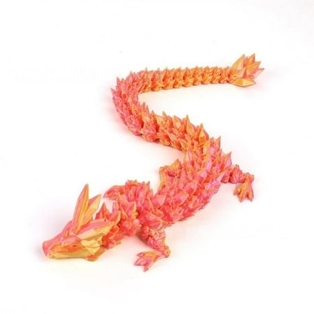 2Pc(Red Gold Blue Red Green) 30Cm 3D Printed Dragon Figurines Articulated Crystal Gemstone Dragon Diamond Dragon Figurine Set 3D Animal Figurines.