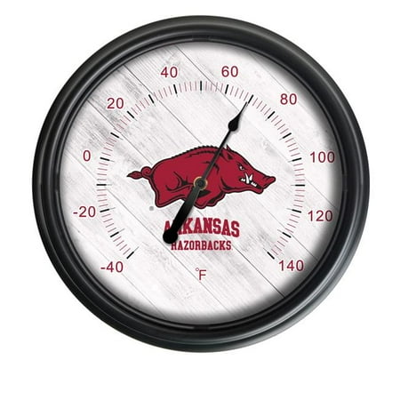 

Holland Bar Stool ODThrm14BK-08ArknUn NCAA Arkansas Hazorbacks 14 in. Dia. Indoor & Outdoor LED Thermometer Black