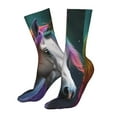 thumbnail image 5 of KLL Colorful Haired White Horse Print Womens Crew Socks Athletic Middle Tube Long Socks Novelty Socks Gifts For Men, 5 of 7