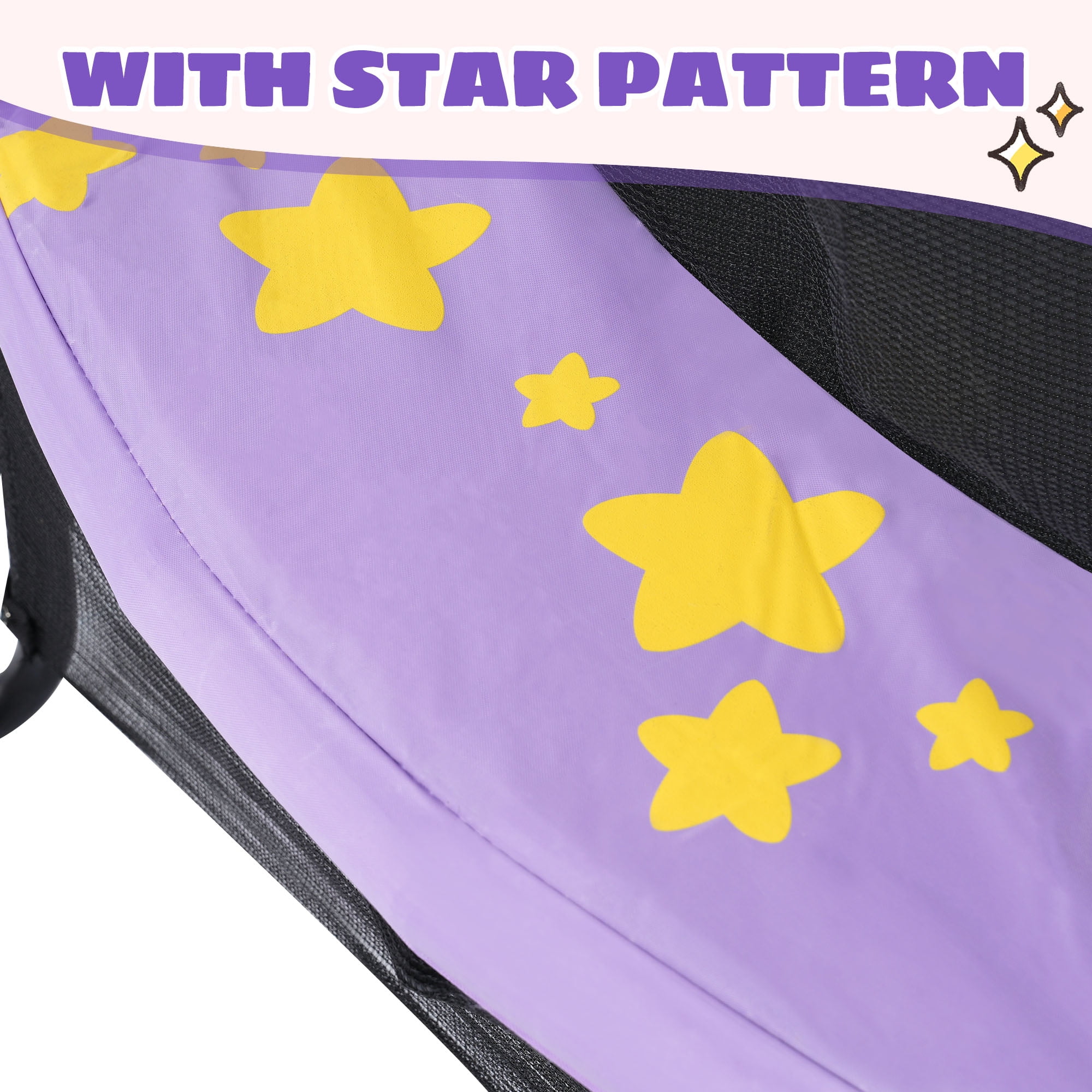 55-Inch Kids Trampoline with Safety Enclosure, Padded Frame & Star Pattern, Purple