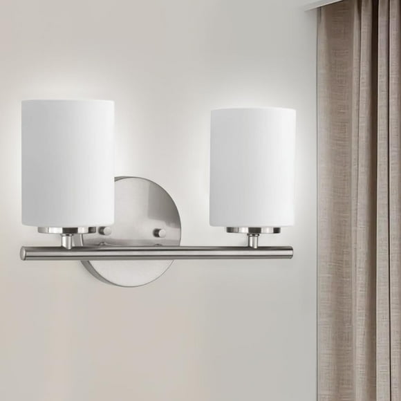 Meomi Lighting 3-Light Vanity Fixture – Brushed Nickel Wall Mounted Bathroom Light, ETL Listed, E26 Base, Metal & Glass Shade, 120V, Modern Indoor Vanity Lighting