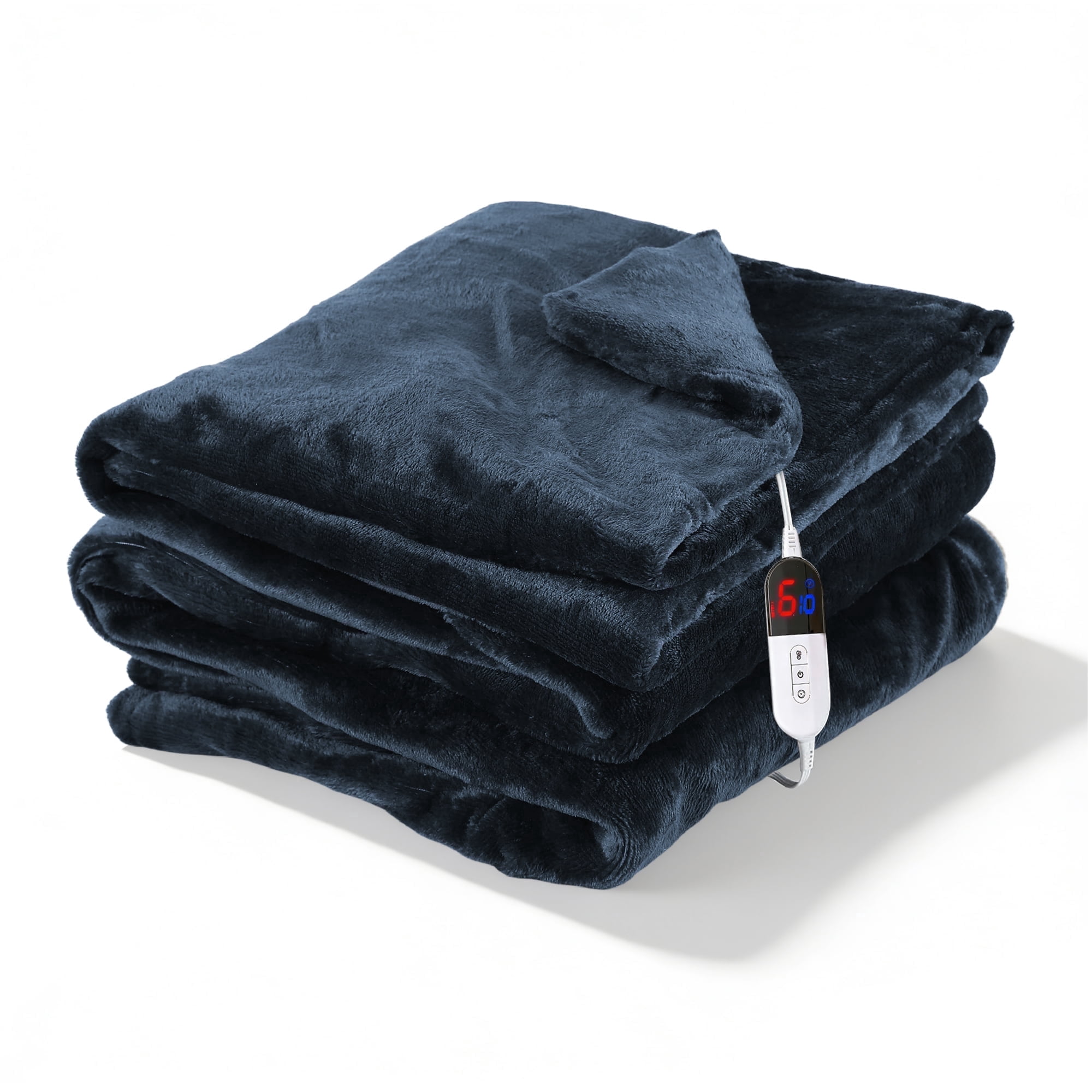 TRUSTWARMTH Electric Heated Blanket Twin Size 62"x84" with 6 Heating Levels 10 Hours Auto off Fast Heating Over-Heated Protection Ultra Soft Warm Flannel ETL Certified,Warm Gifts,Navy Blue