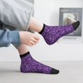 thumbnail image 2 of Fuzoiu Purple Glitter Print Adult Socks, Crew Moisture-wicking Socks, Unisex Cushion Crew Socks,Casual Sports Ankle Socks, 2 of 7
