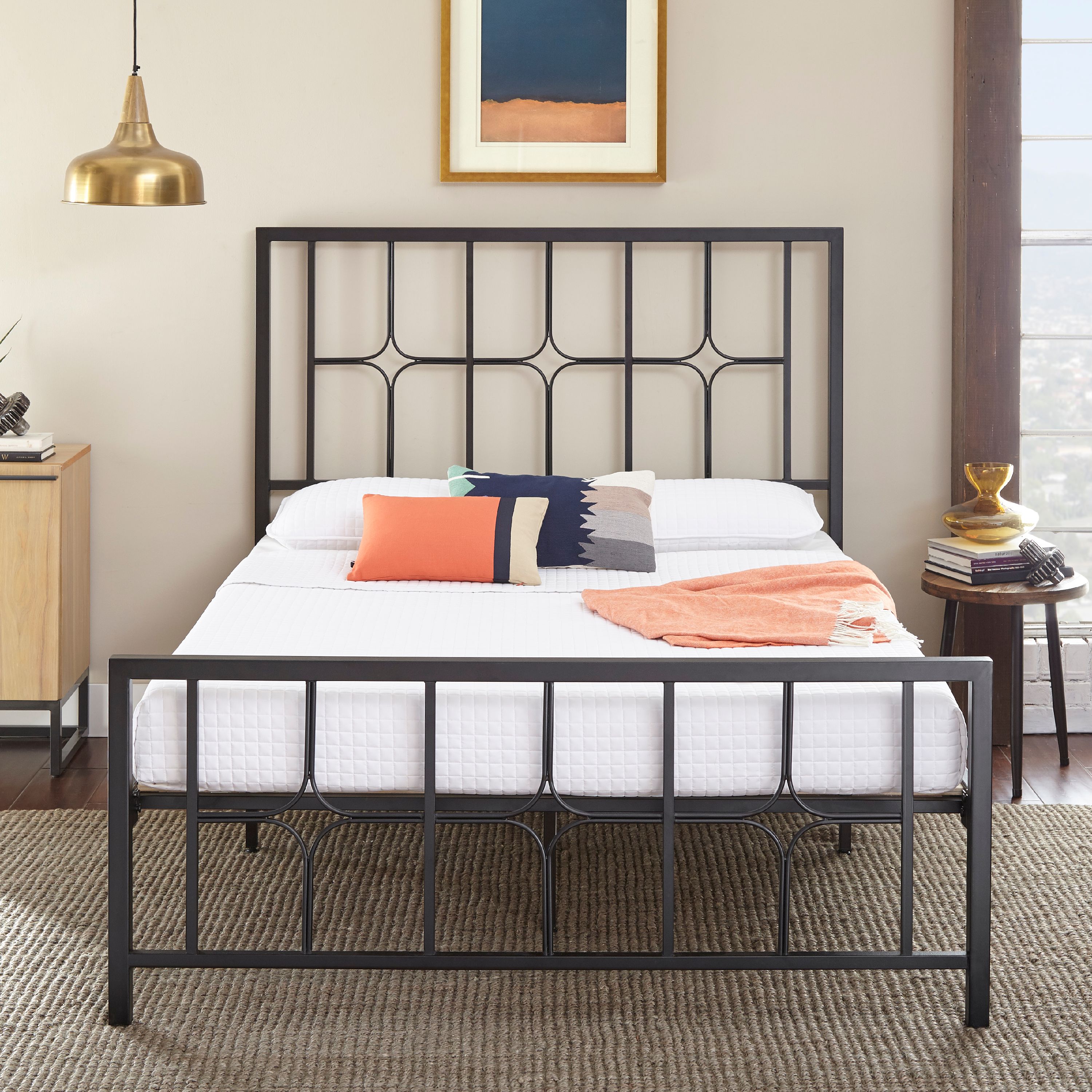 Premier Lucas Platform Queen Metal Bed with Bonus Wooden Slat System