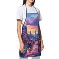 thumbnail image 3 of Wukai Taxi Colorful Town Print Aprons Adjustable Bib Aprons Cooking Kitchen Chef Apron for Women and Men, 3 of 7