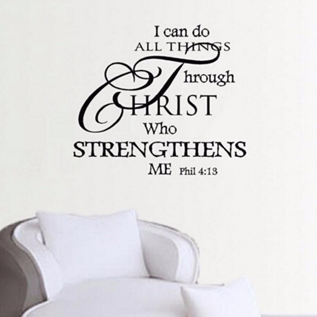 I can do all things, Letters Wall Sticker Waterproof Removable Inspiratiol Quote Decal Quote Decor Sticker for Living Room Bedroom Bathroom Kitchen Home Decor