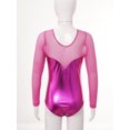 thumbnail image 4 of Sxiwei Kids Girls Long Sleeve Metallic Ballet Dance Leotard Bodysuit Gymnastic Skating Jumpsuit Rose 4, 4 of 7
