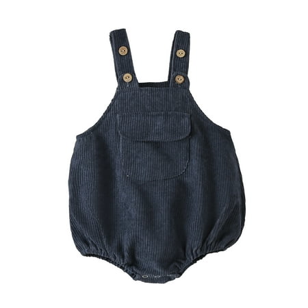 

Acuteok Baby Corduroy Rompers Infant Solid Color Sleeveless Bodysuit Newborn Suspenders Jumpsuits for Winter
