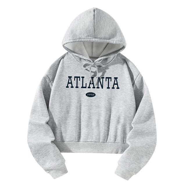 Sudadera con capucha para mujer Sudadera corta con capucha gris claro Sudadera con capucha corta de manga larga de moda SG