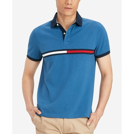 Tommy Hilfiger Men's Flag Pique Polo Shirt XLT Blue