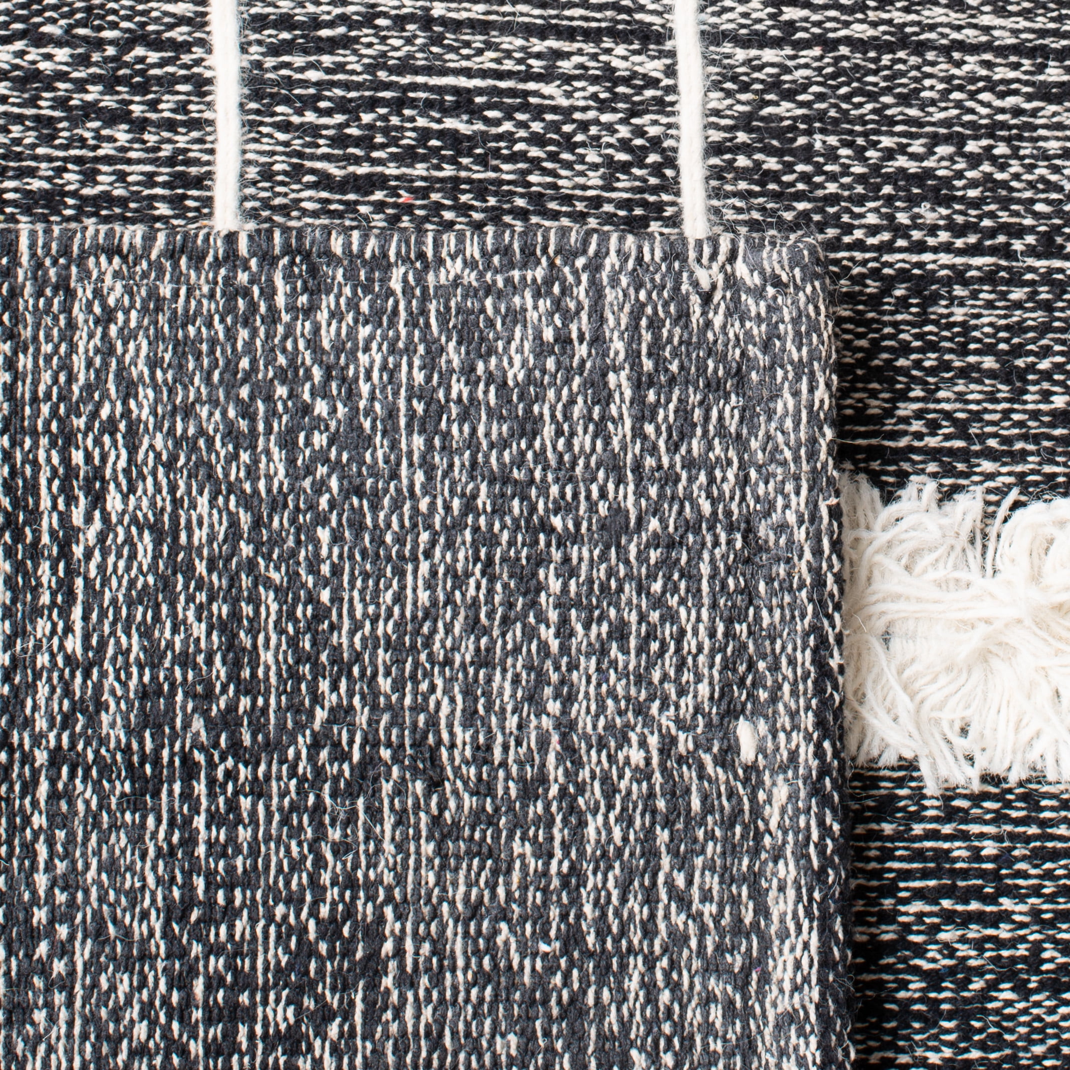 SAFAVIEH Striped Kilim Delaney Striped Area Rug, Black/Ivory, 9' x 12'
